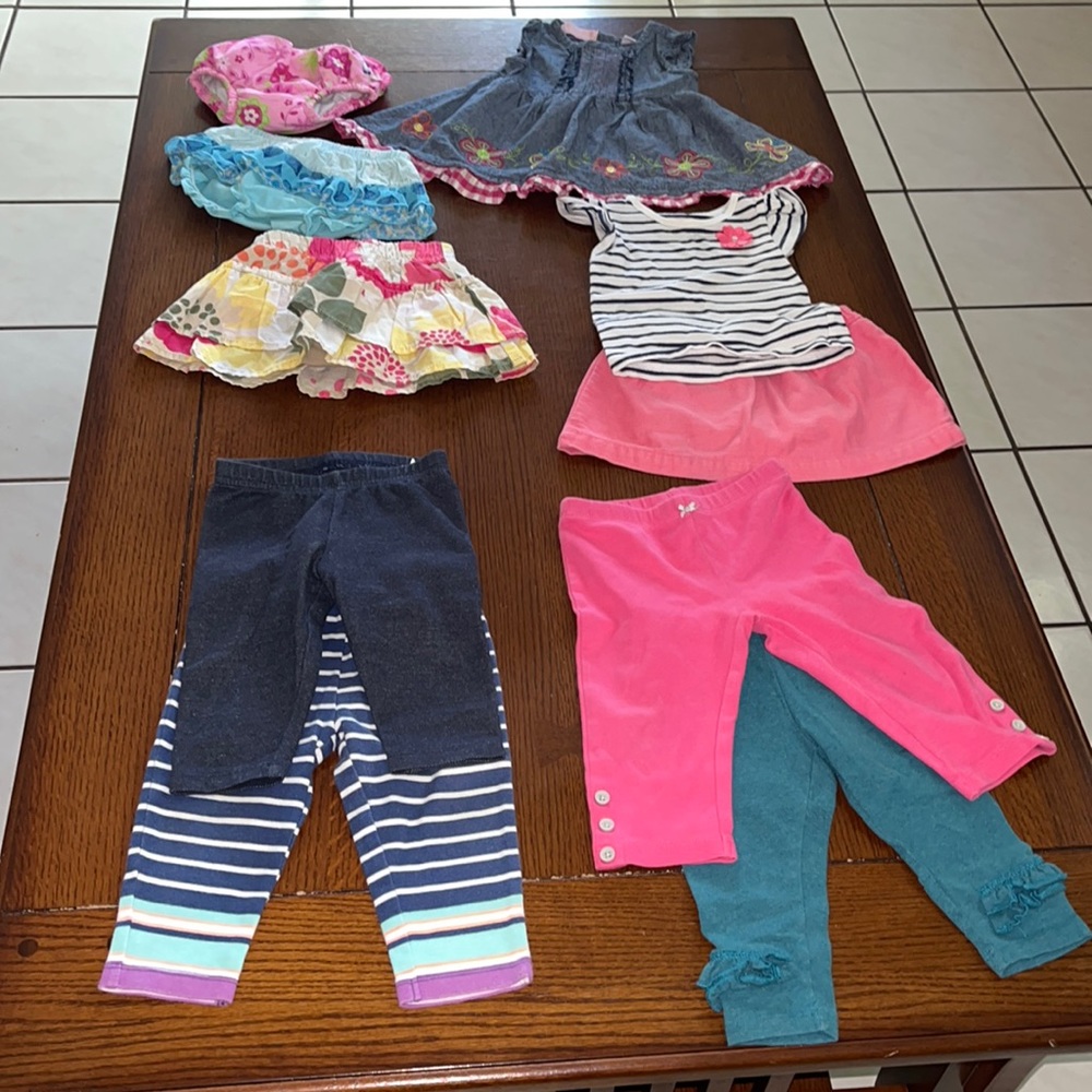 Baby Girl clothes bundle 6 to 9 month old dress leggings swim diaper